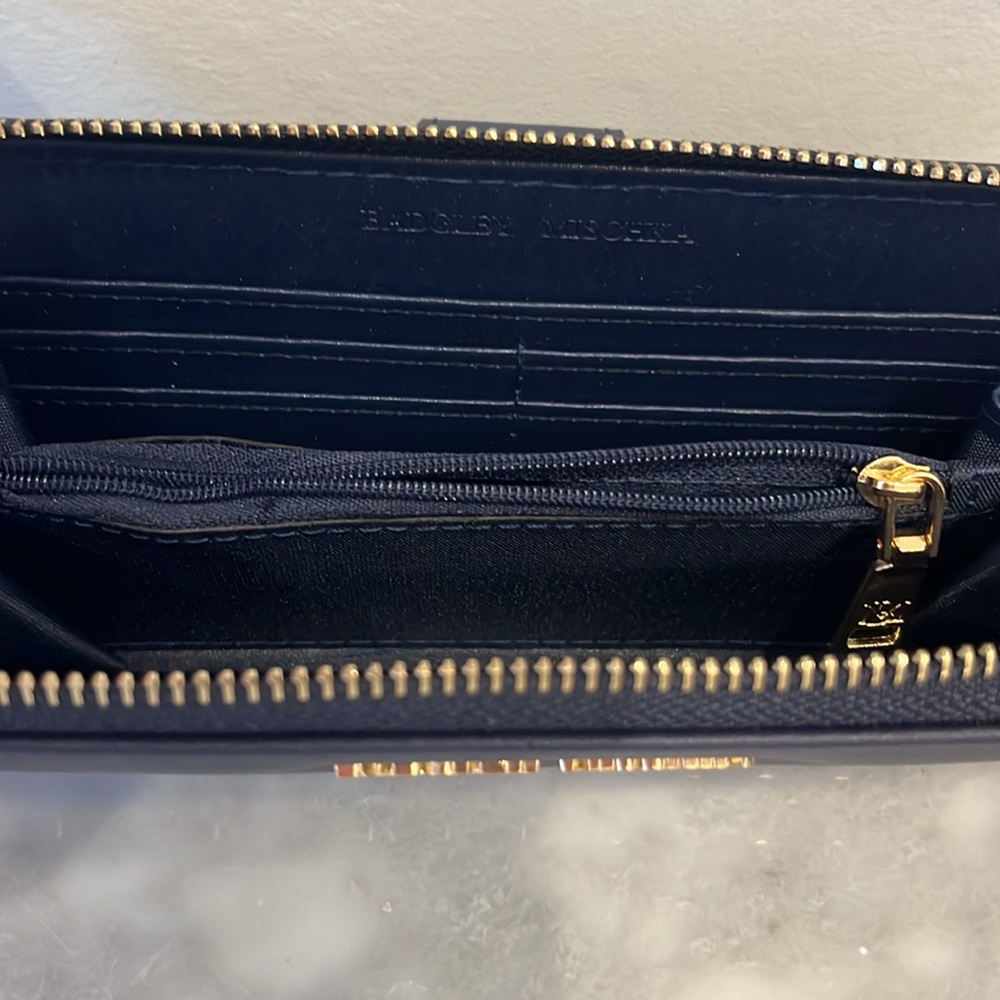 NWT Badgley Mischka Navy Blue Allover Purse Long Wallet Vegan Leather - Picture 10 of 15